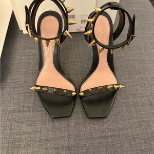 Alexander McQueen Black and Gold Spiked Heels